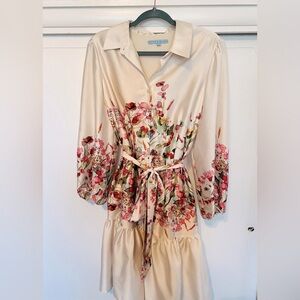 EUC Antonio Melani Silk Floral Midi Button Down Dress (Size 12)